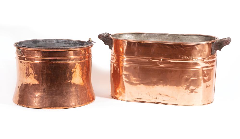 TWO LARGE COPPER POTSTwo Large Copper