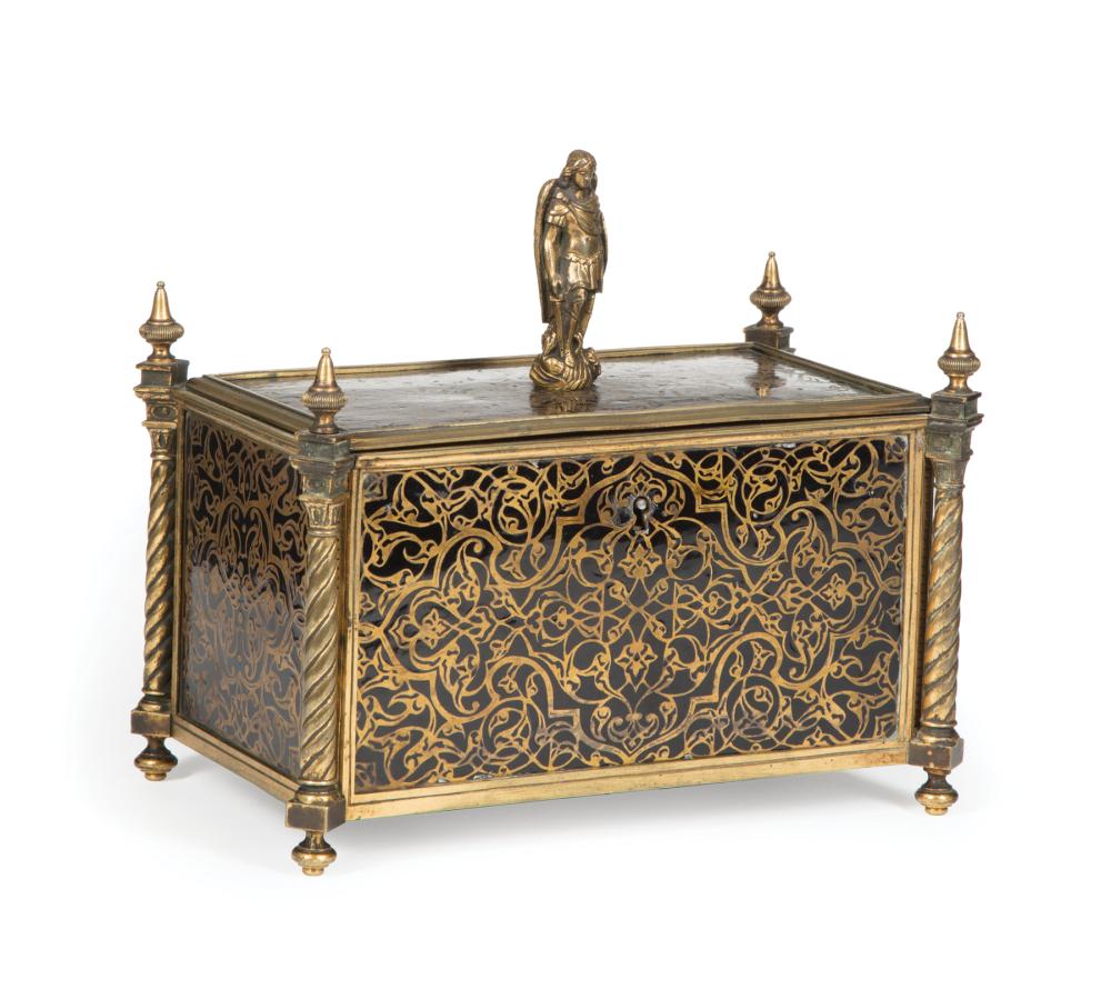 FRENCH BRONZE AND BLACK ENAMEL DRESSER