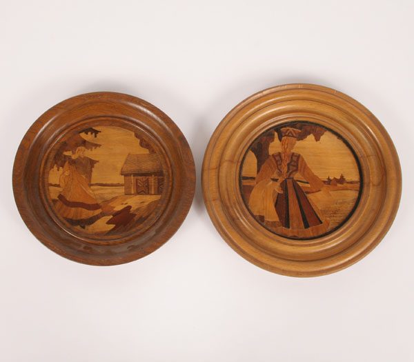 Pair inlaid decorative folk art