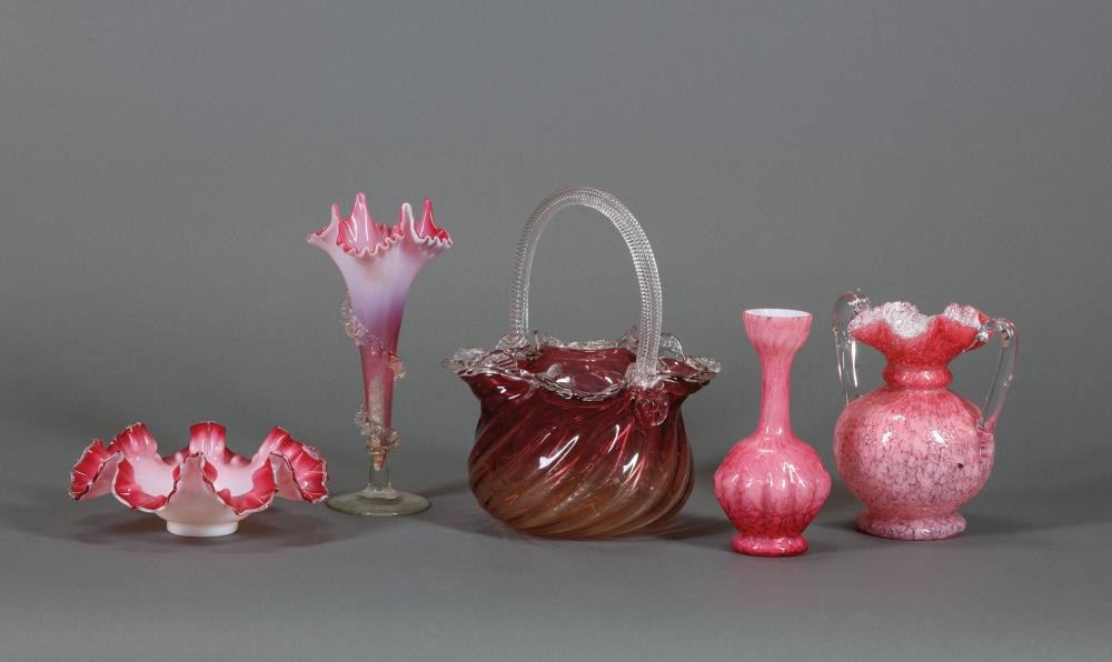 GROUP OF PINK ART GLASSGroup of 31963d