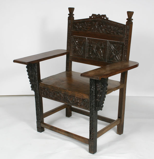 Primitive folk art chair; extensively