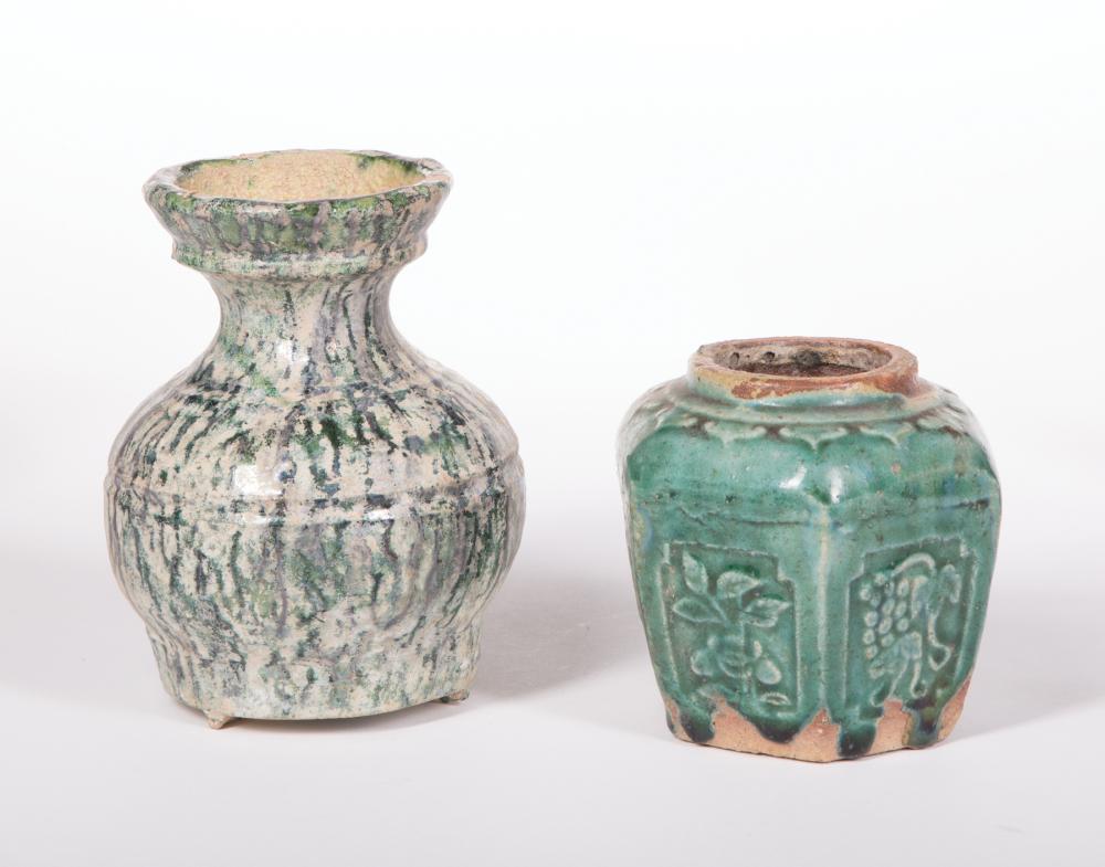 TWO CHINESE GLAZED POTTERY VASESTwo