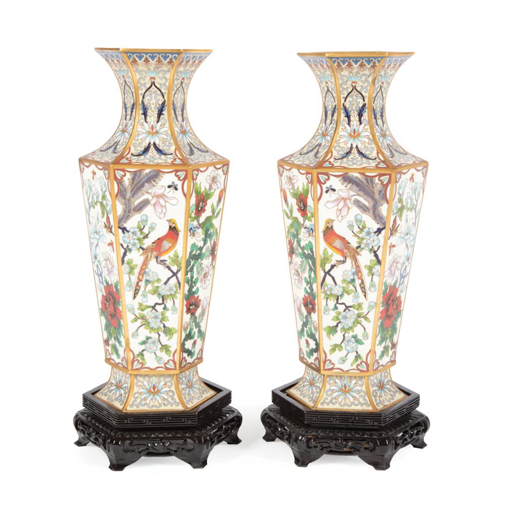 PAIR OF CHINESE CLOISONNE ENAMEL