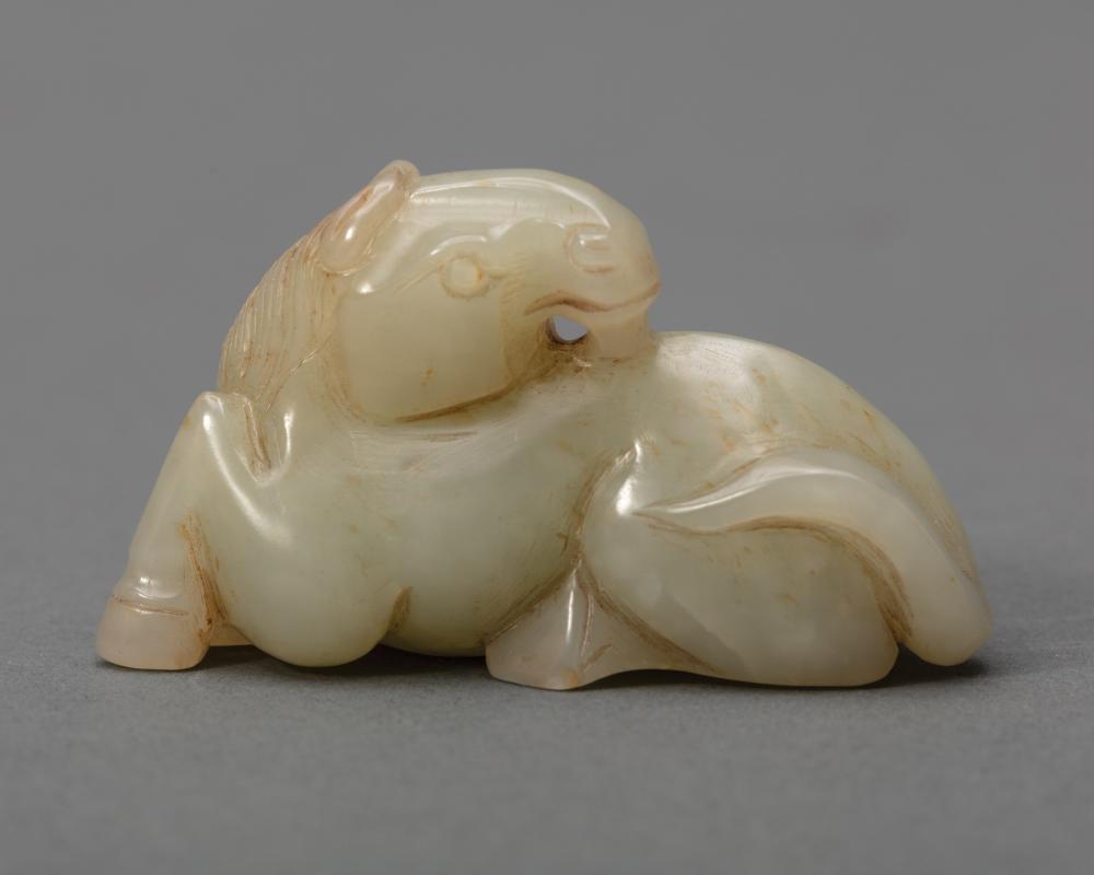 CHINESE PALE CELADON JADE RECUMBENT 31969b