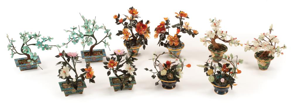 CHINESE HARDSTONE TREES IN CLOISONNE 3196a4