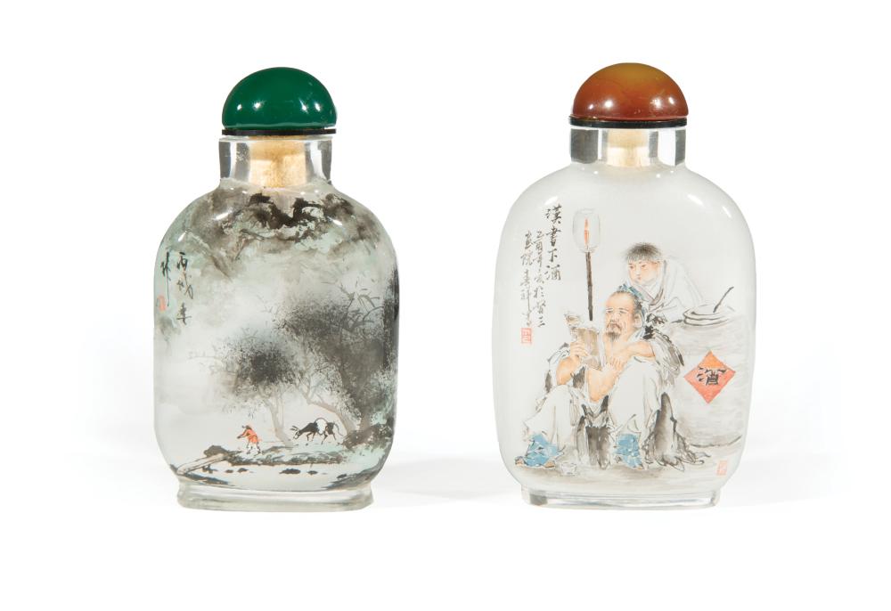 TWO CHINESE REVERSE GLASS PAINTED