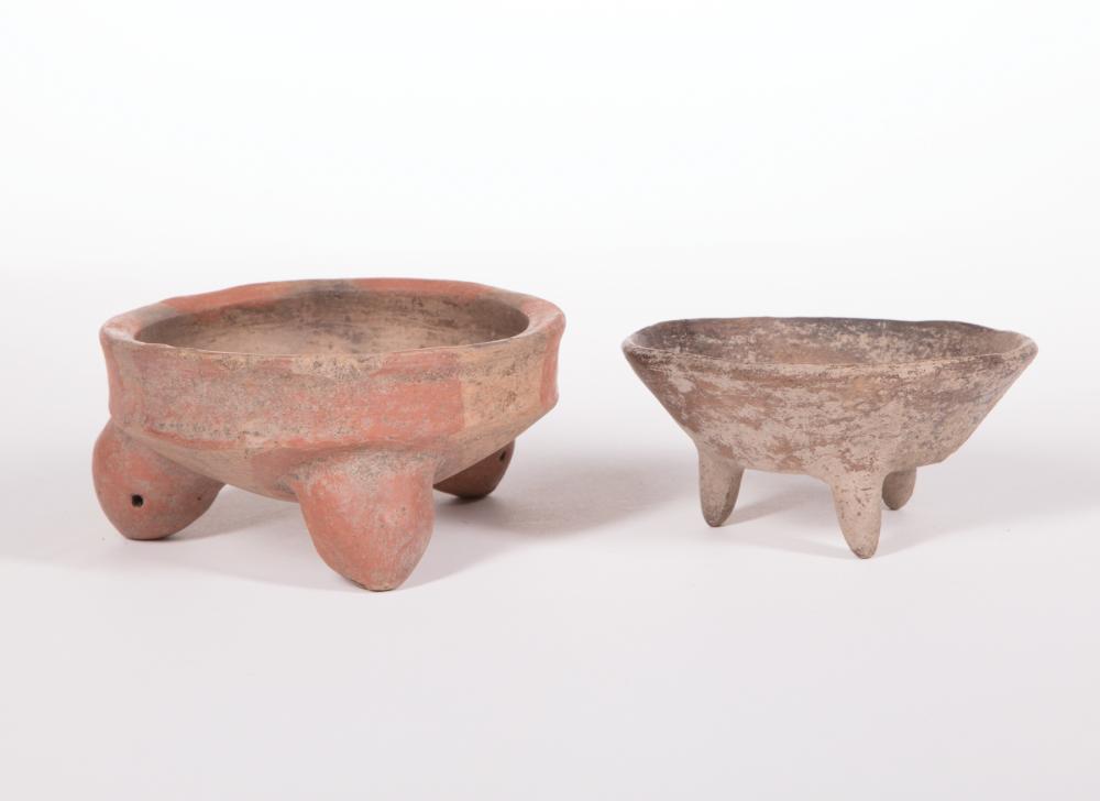 TWO PRE-COLUMBIAN POTTERY TRIPOD