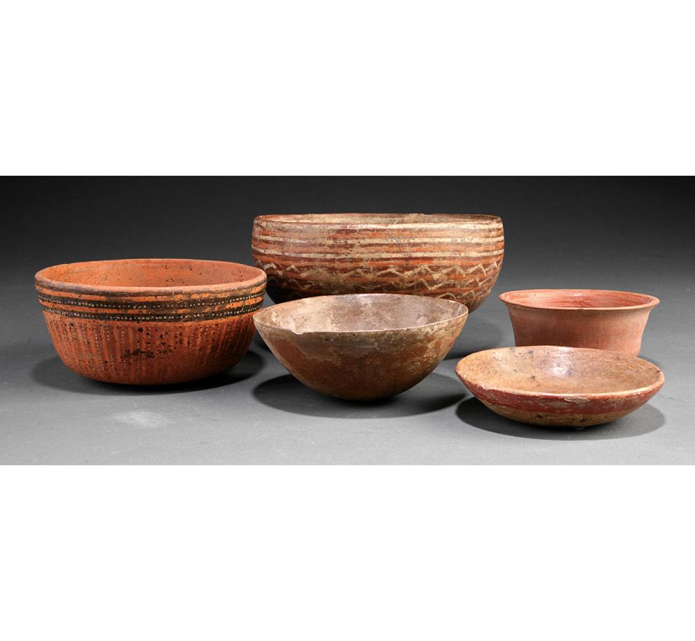 GROUP OF FIVE PRE-COLUMBIAN POTTERY