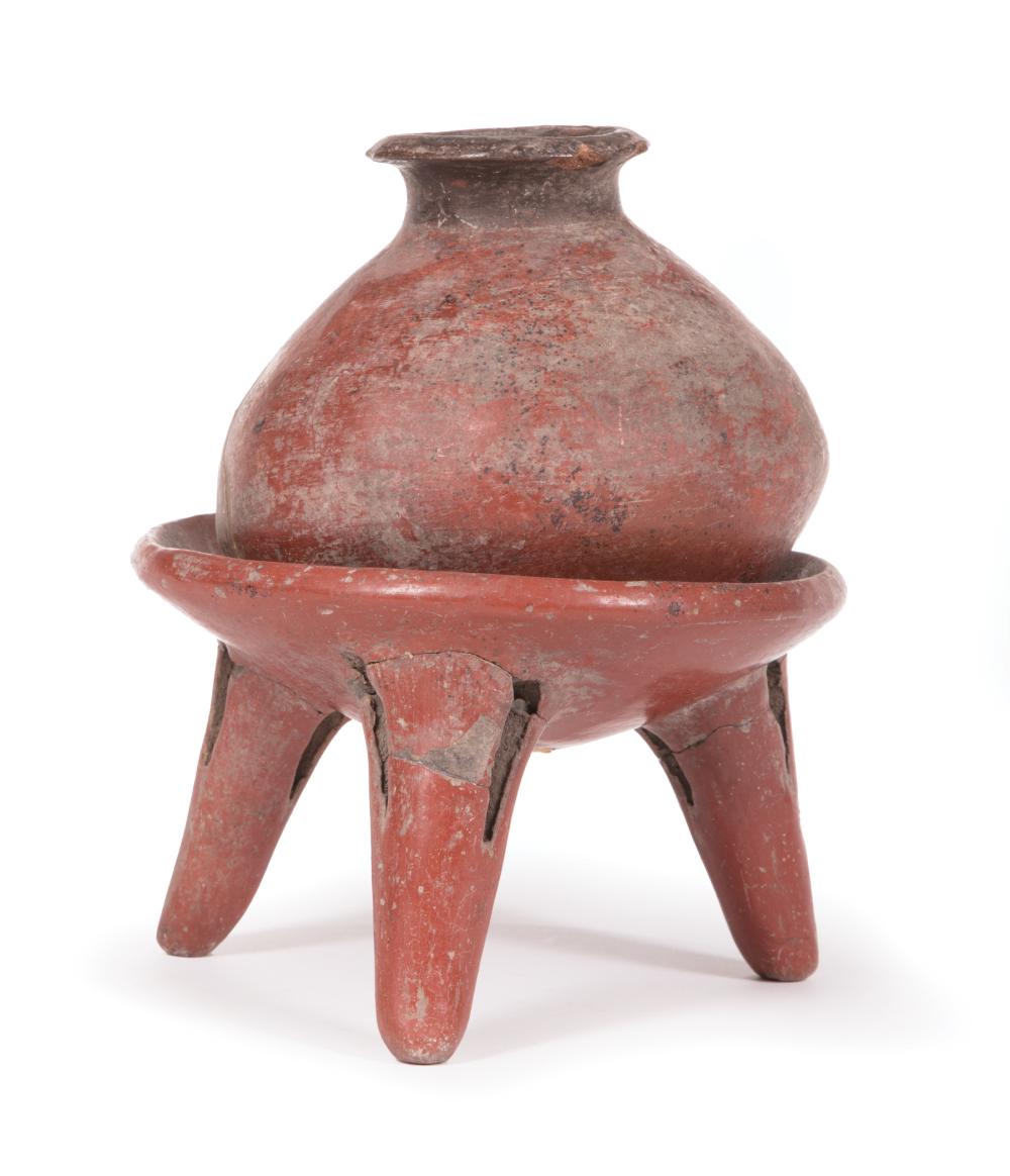 PRE-COLUMBIAN POTTERY VESSEL ON TRIPOD