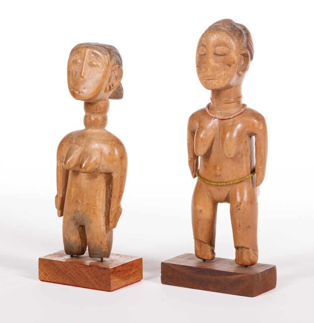 TWO AFRICAN CARVED WOOD IBEJI FIGURESTwo 3196fe