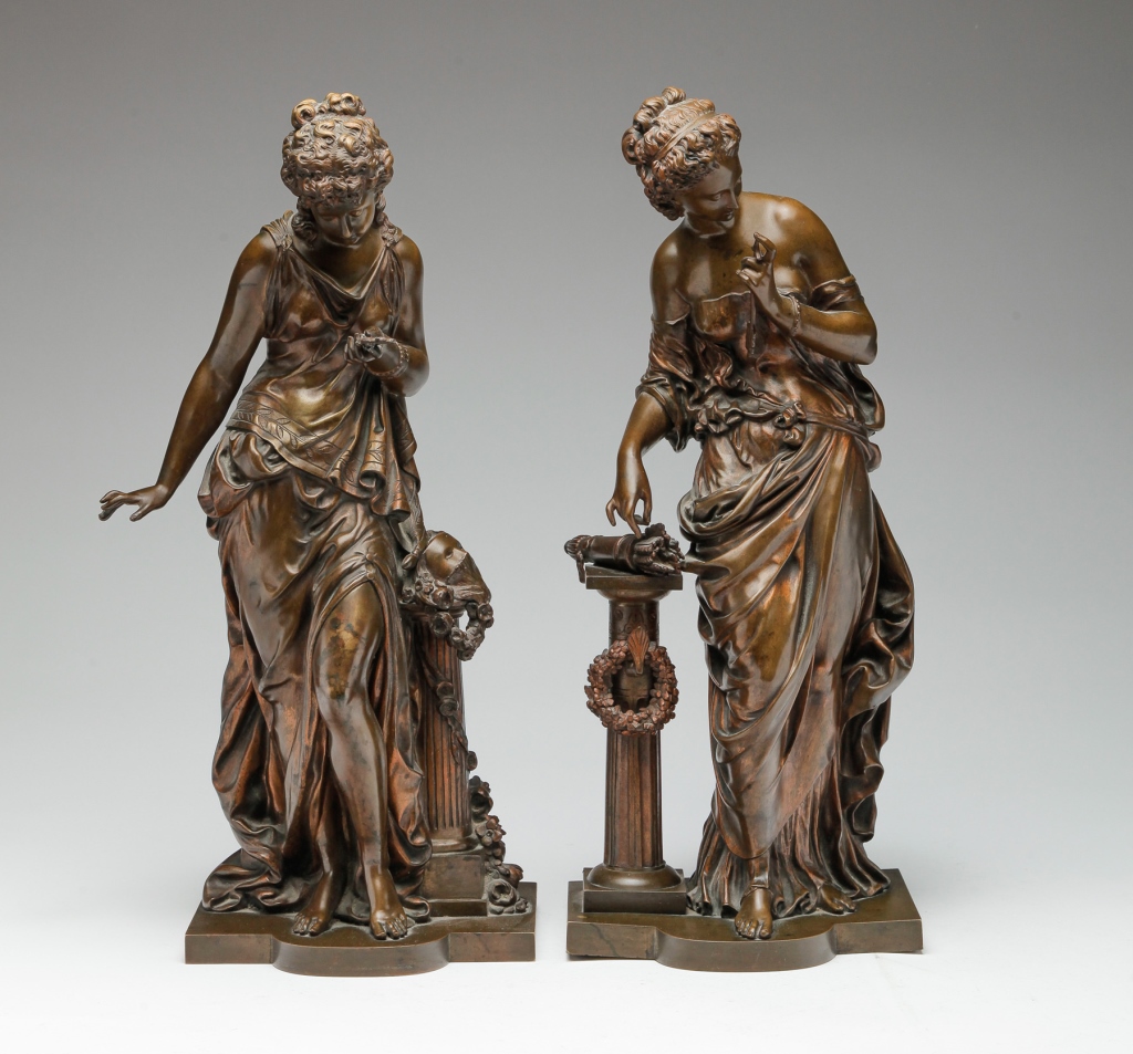 PAIR OF BRONZE WOMEN AFTER MATHURIN