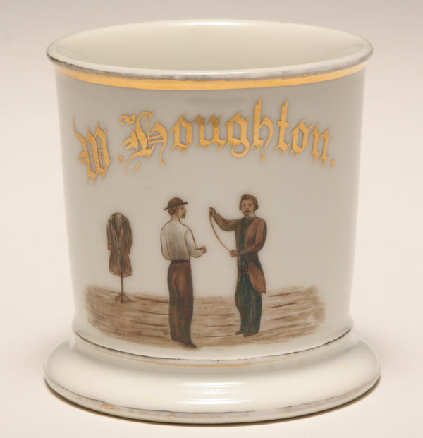 Occupational shaving mug, Tailor. Gilt