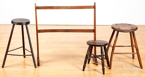 THREE STOOLS, TOGETHER WITH A TOWEL