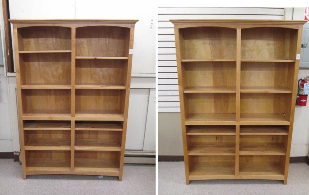 A PAIR OF HANDCRAFTED WOOD BOOKCASES  31715a