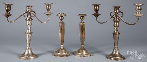 PAIR OF STERLING SILVER CANDLESTICKS,