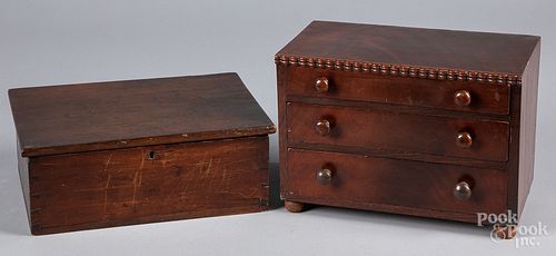 TWO MAHOGANY DRESSER BOXES, 19TH