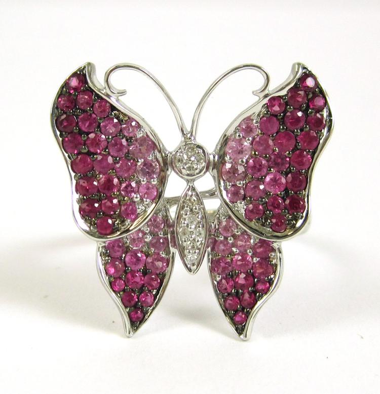 PINK SAPPHIRE AND DIAMOND BUTTERFLY