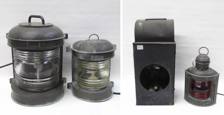 COLLECTION OF FOUR LANTERNS, THREE ARE