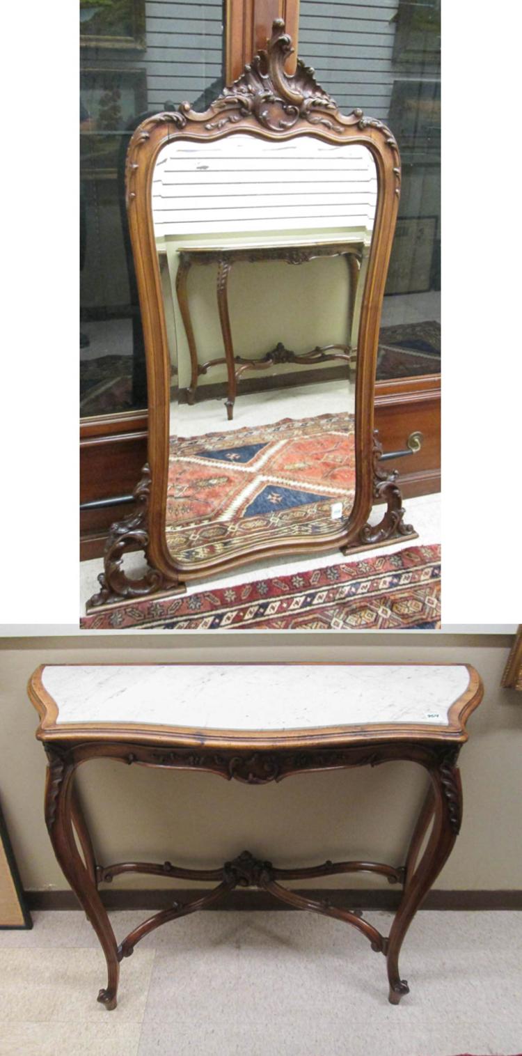 LOUIS XV STYLE MARBLE TOP WALNUT 3171fc