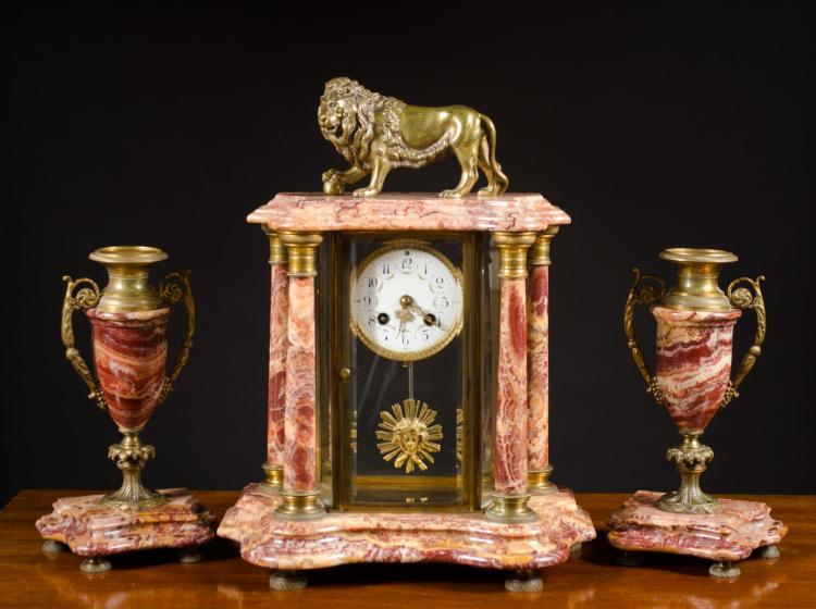 THREE PIECE MARBLE CLOCK SET SAMUEL 317220