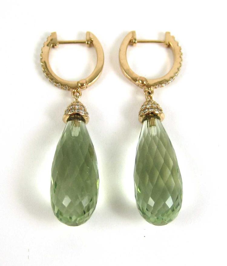 PAIR OF PRASIOLITE AND DIAMOND 31728f