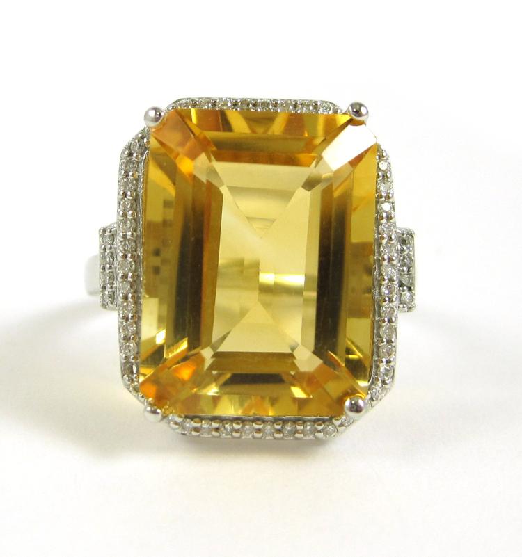 CITRINE, DIAMOND AND FOURTEEN KARAT