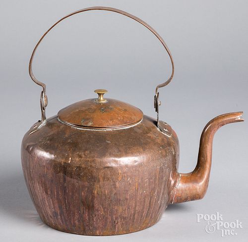 AMERICAN COPPER TEA KETTLE, CA.