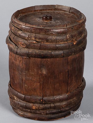 SMALL WOODEN GUN POWDER KEG, 19TH C.Small