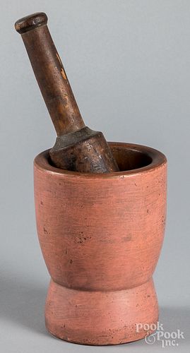 PAINTED MORTAR AND PESTLE 19TH 3172f5
