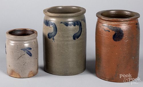 THREE PENNSYLVANIA STONEWARE JARS,