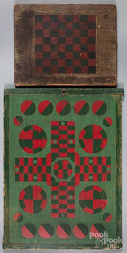 TWO PAINTED GAMEBOARDS, LATE 19TH/EARLY