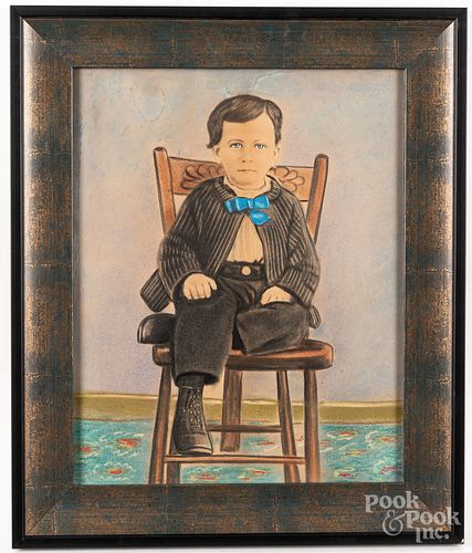 PASTEL PORTRAIT OF A SEATED BOY  31739b