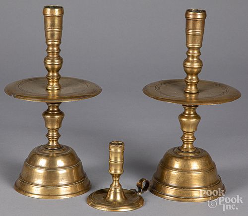 PAIR OF BRASS CANDLESTICKS, 19TH