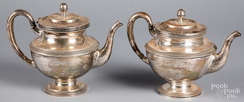 TWO J.E. CALDWELL STERLING SILVER TEAPOTSTwo