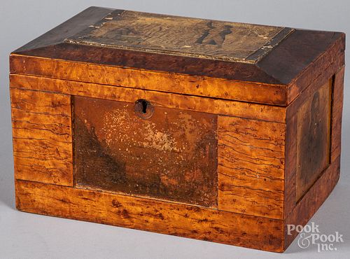 BIRDS-EYE MAPLE DRESSER BOX, 19TH C.Birds-eye