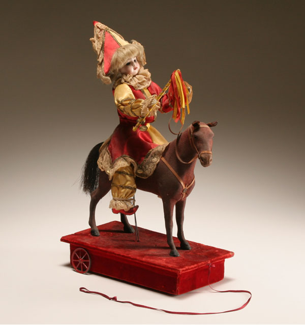 Mounted German bisque head doll