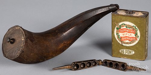 POWDER HORN, 19TH C., ETC.Powder