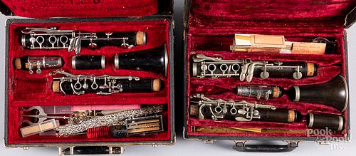 TWO CASED CLARINETS, BY BUNDY AND