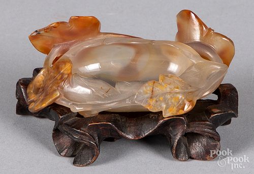 CHINESE CARVED AGATE WATER COUPEChinese 31741f