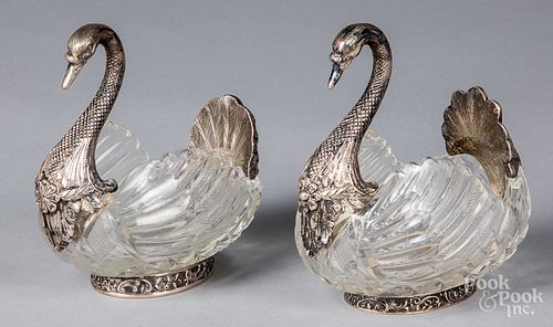 PAIR OF GERMAN SILVER MOUNTED CRYSTAL 31742a