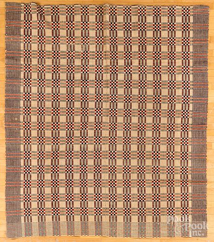 THREE OVERSHOT COVERLETS, 19TH C.Three