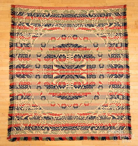 JACQUARD COVERLET, CA. 1840Jacquard