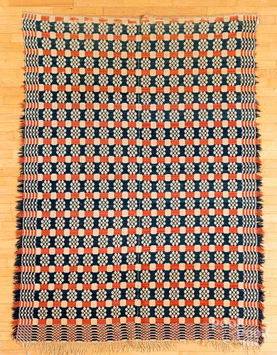 OVERSHOT COVERLET, CA. 1840Overshot