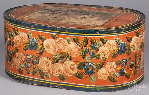 PAINTED BENTWOOD BRIDES BOX, 19TH