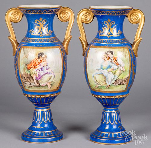 PAIR OF SEVRES STYLE PORCELAIN