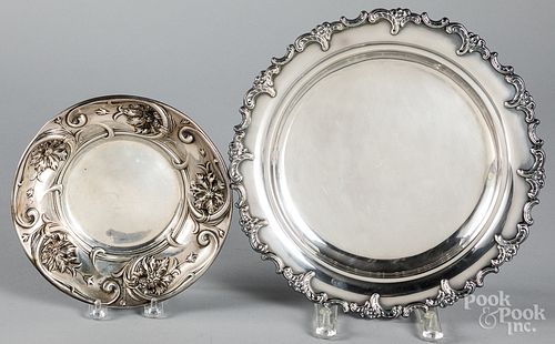 STERLING SILVER TRAY AND SHALLOW BOWLSterling