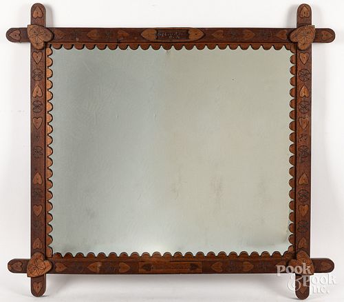 TRAMP ART FRAME WITH MIRROR DATED 31749d