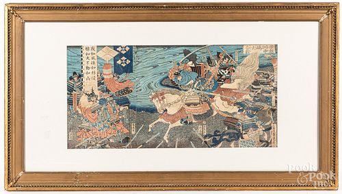 TWO JAPANESE WOODBLOCK TRIPTYCHSTwo