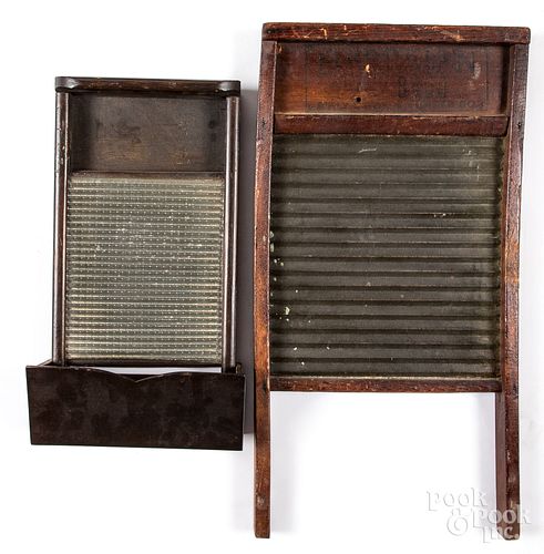 TWO PINE AND TIN WASHBOARDSTwo