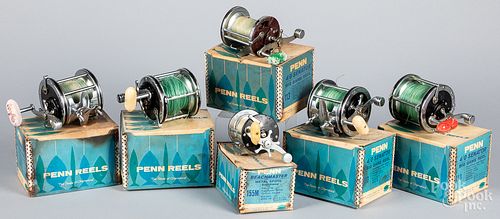 SIX PENN FISHING REELS.Six Penn